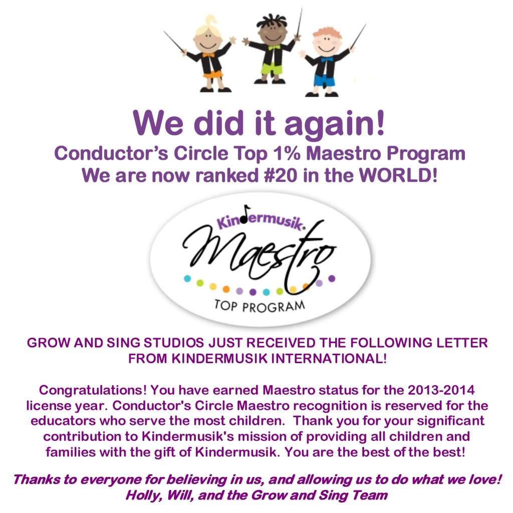 Grow and Sing Studios wins Maestro Award