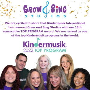 Grow and Sing Studios honored with 16th consecutive Top Program award