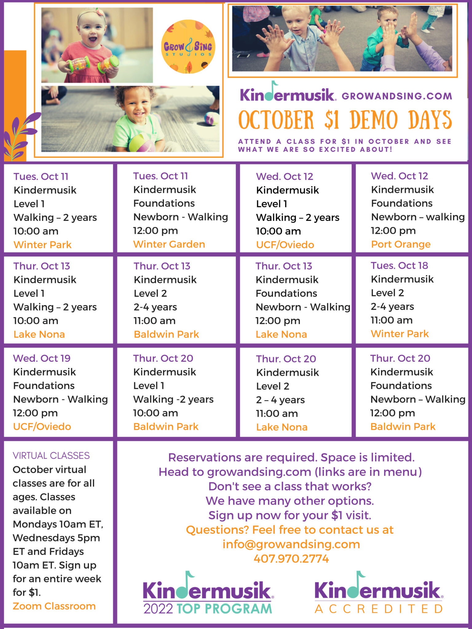 Kindermusik October $1 Demo Days