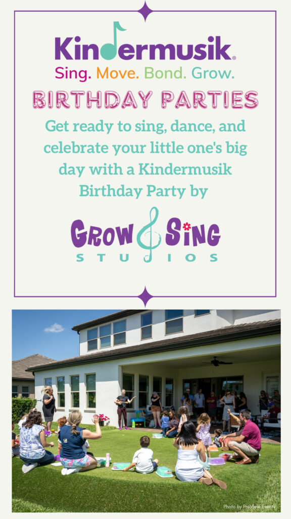 kindermusik birthday parties in central florida, orlando, and surrounding by grow and sing studios